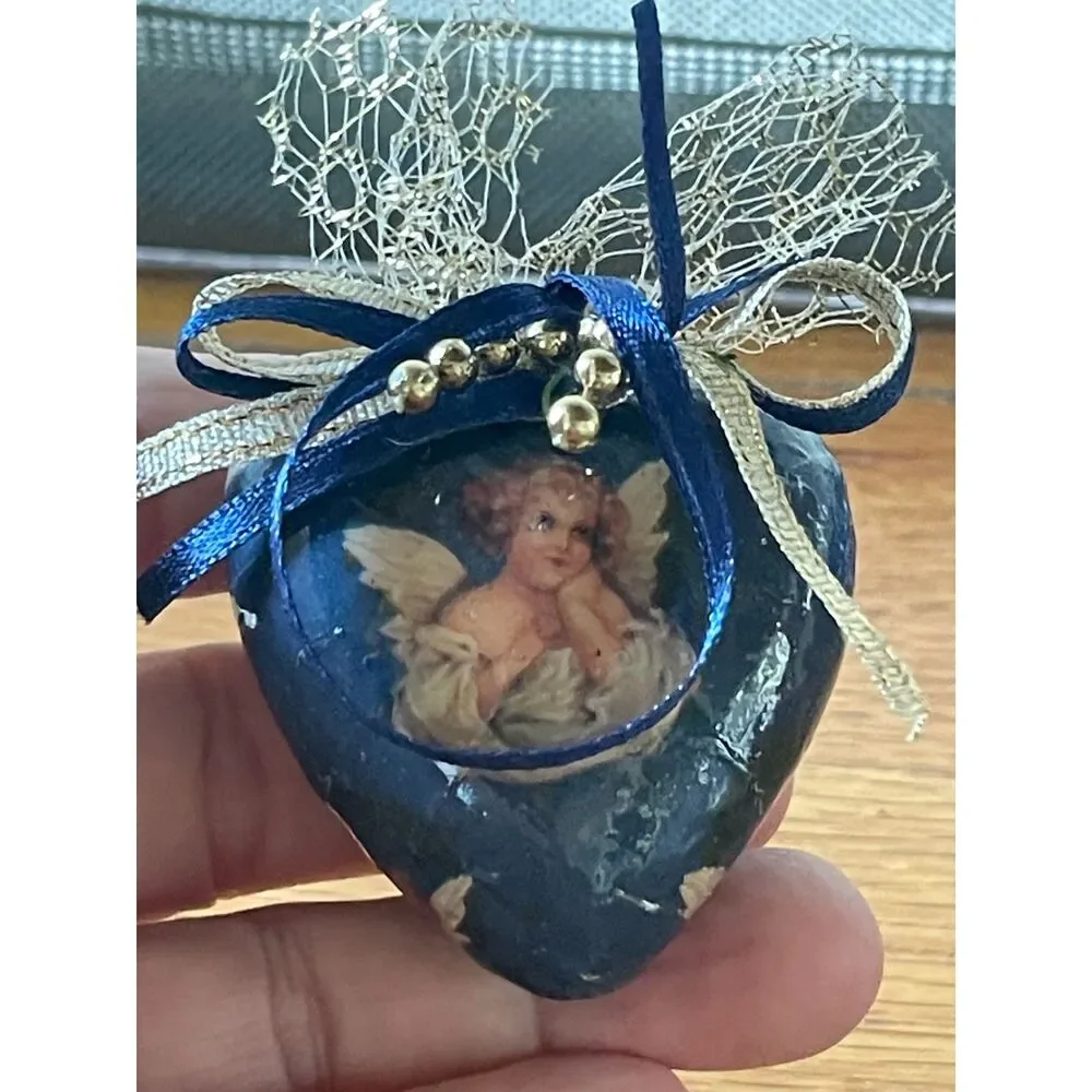 Vintage Giftco Victorian Angel Decoupage Christmas Ornaments Set of 3